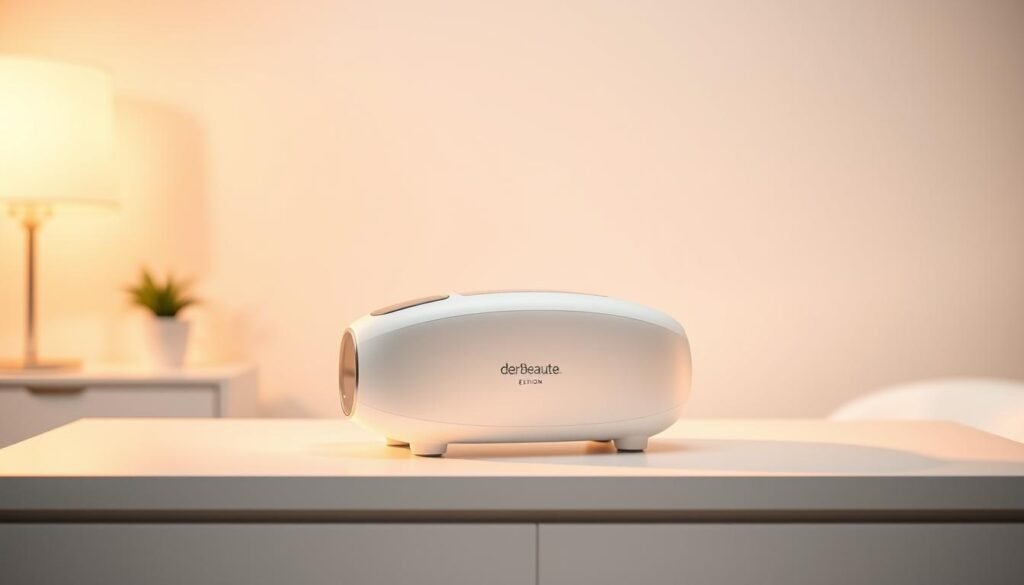 A serene, well-lit studio scene featuring the derBeaute BTL Exion skin treatment device. The device is prominently displayed on a clean, white tabletop, casting a soft, diffused glow. The background is blurred but hints at a minimalist, professional medical environment. The lighting is warm and flattering, showcasing the sleek, modern design of the device. The composition emphasizes the device's safety and effectiveness, conveying a sense of trust and expertise. The scene evokes a calm, reassuring atmosphere suitable for a medical beauty treatment. A serene, well-lit studio scene featuring the derBeaute BTL Exion skin treatment device. The device is prominently displayed on a clean, white tabletop, casting a soft, diffused glow. The background is blurred but hints at a minimalist, professional medical environment. The lighting is warm and flattering, showcasing the sleek, modern design of the device. The composition emphasizes the device's safety and effectiveness, conveying a sense of trust and expertise. The scene evokes a calm, reassuring atmosphere suitable for a medical beauty treatment.