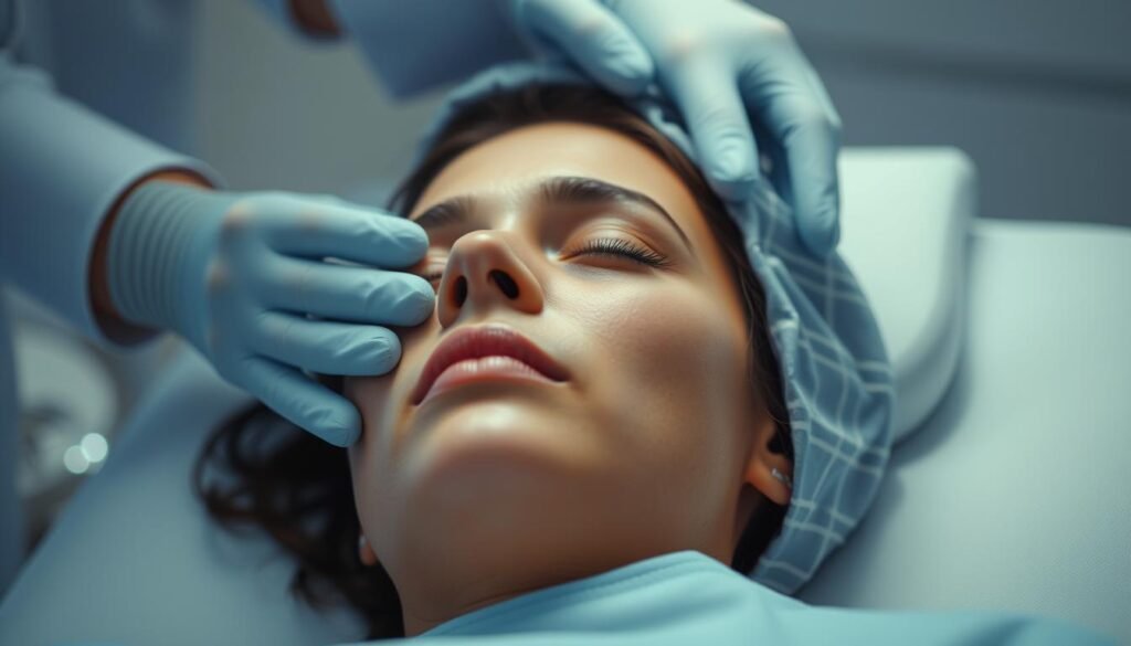 Generate an image of a person experiencing the Oligio X treatment