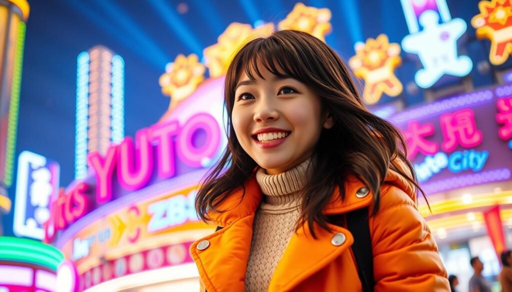 Generate an image of 伊藤舞雪 promoting 優塔娛樂城 Generate an image of 伊藤舞雪 promoting 優塔娛樂城